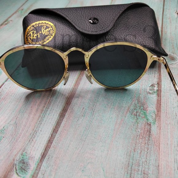 🐔RayBan Gold Frame Green Lens 58mm RB3574-N Sunglasses - Picture 7 of 7
